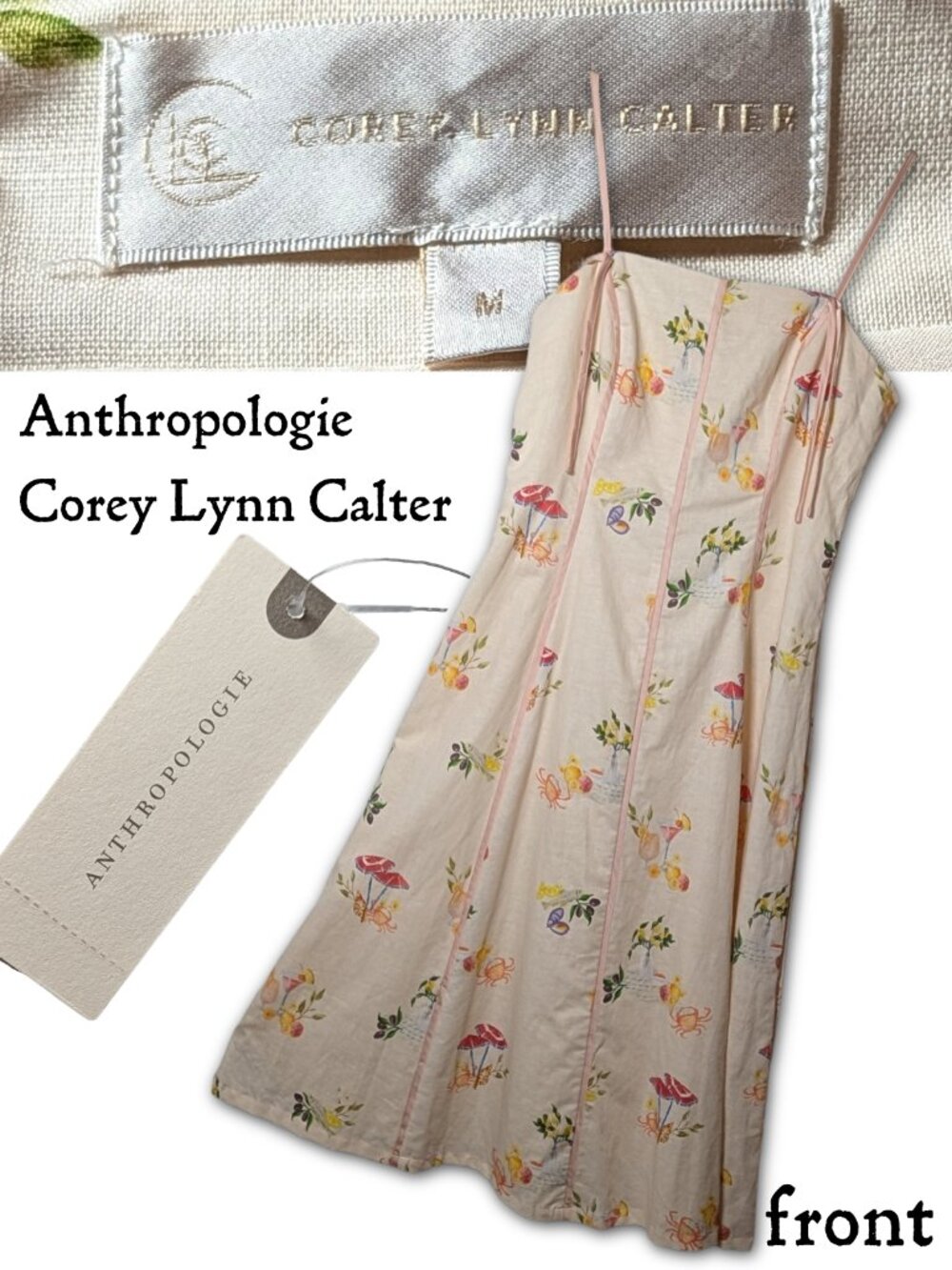 Anthropologie Corey Lynn Calter Seashell Mini Dress NWT sz M, Botanical/Nautical